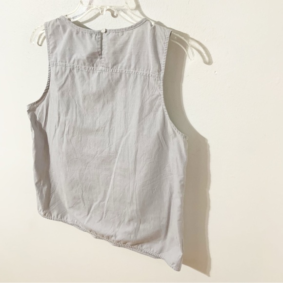 Banana Republic Factory Lace Accent Striped Sleeveless Crewneck Cotton Blouse - Picture 4 of 9